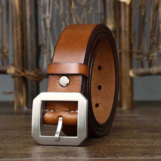 stainless-steel belt buckle | premium cowhide leather belt | heavy-duty belt for jeans | energy saving