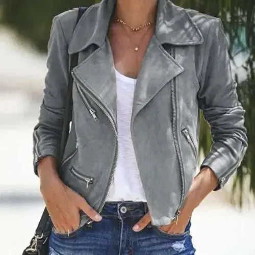 Lapel And Diagonal Zipper Short Women's Clothing Meifu Market