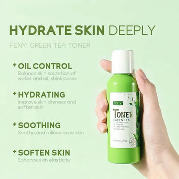green tea toner for oily skin | 100ml hydrating facial toner | daily skincare routine essential | energy saving