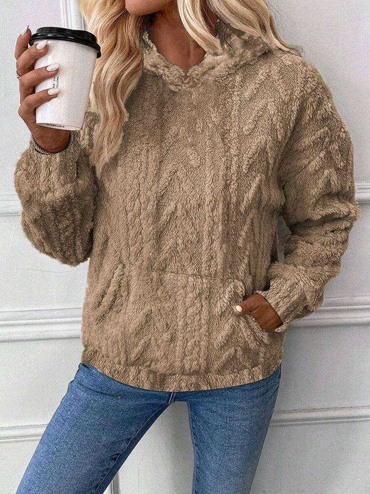 Women's Pullover Jacquard Hooded Loose Fleece Sweatshirt Meifu Market
