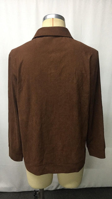 Retro Solid Color Corduroy Polo Collar Long Sleeve Sweatshirt Meifu Market
