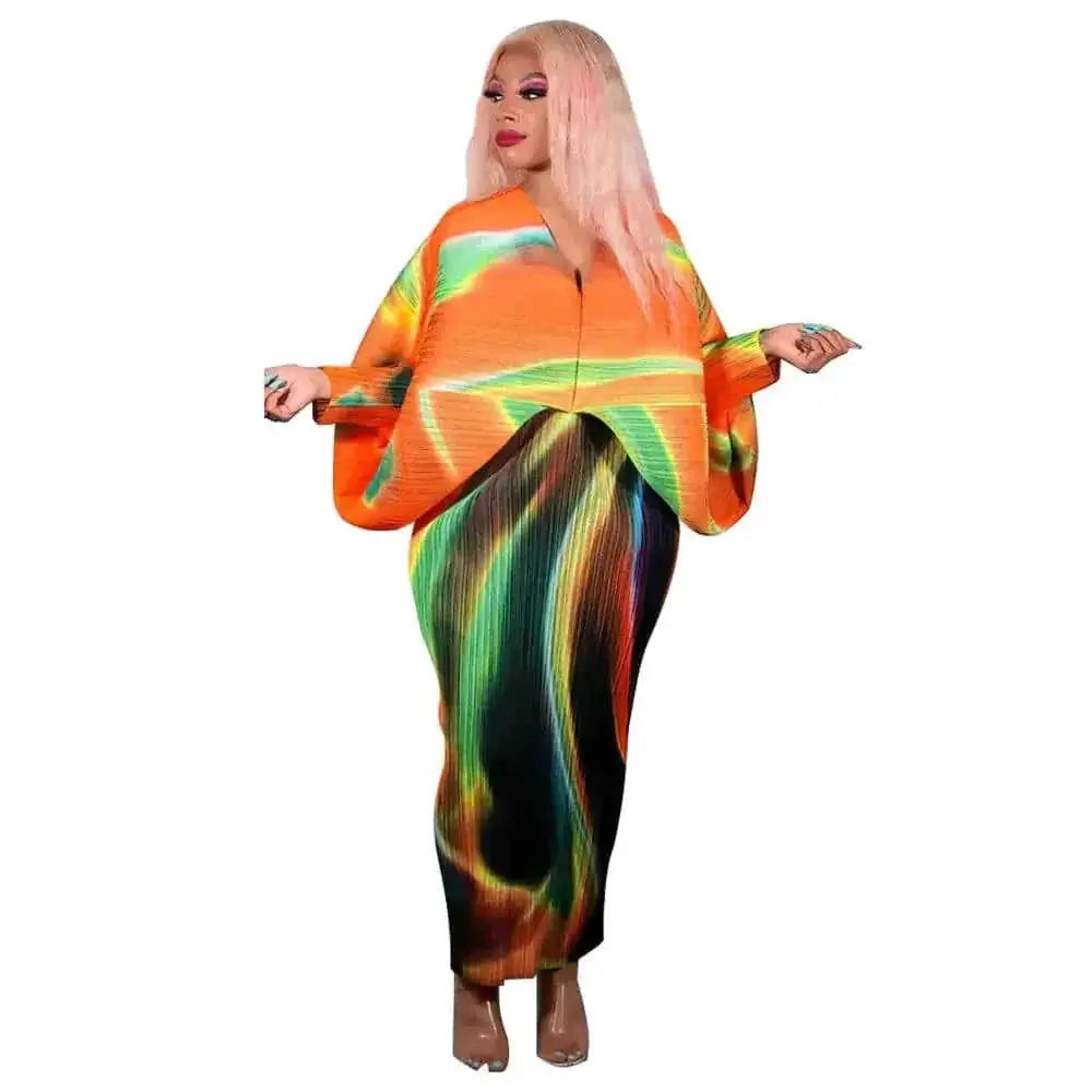 v-neck batwing sleeve dress | floral print maxi dress | chiffon material summer dress | energy saving