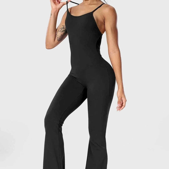 solid color sling jumpsuit | nylon spandex fabric | one piece yoga outfit | energy saving