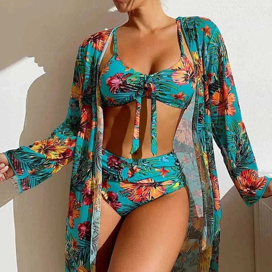 long sleeve swim shirt set | uv protection swimwear | rash guard three piece suit | ultrasonic cleaning