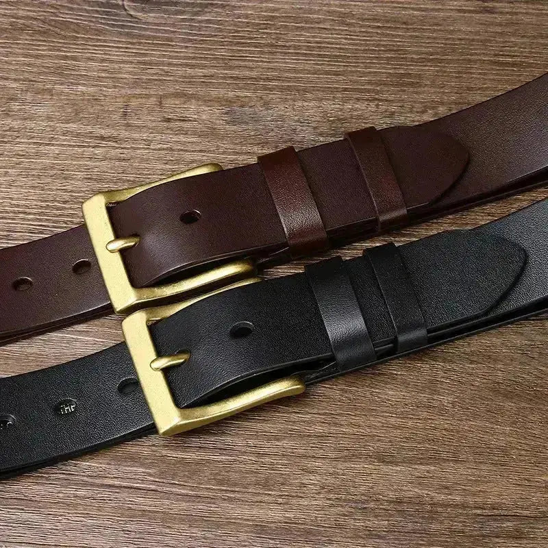 full-grain cowhide leather belt | 15 inch wide mens belt | brass pin buckle belt | energy saving