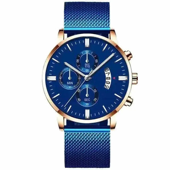 stainless-steel mesh band | 40mm case diameter | sapphire crystal glass | ultrasonic cleaning