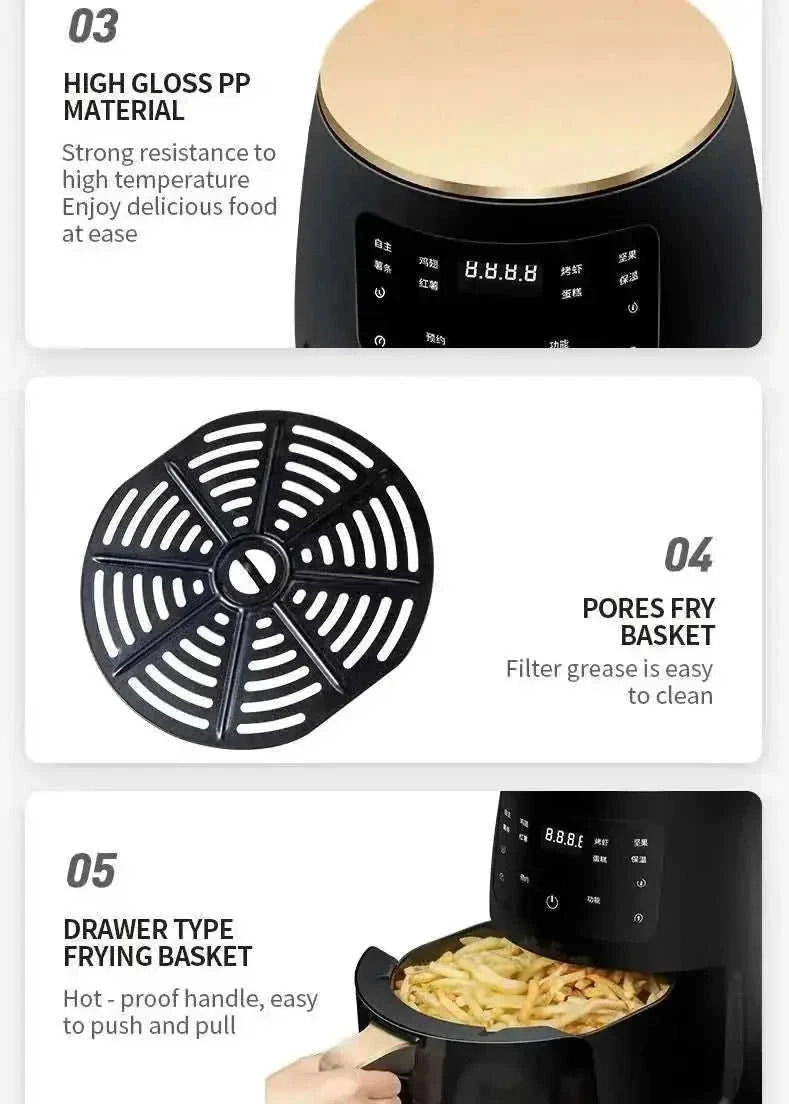 stainless-steel air fryer | 1400w digital air fryer | large capacity air fryer | energy saving