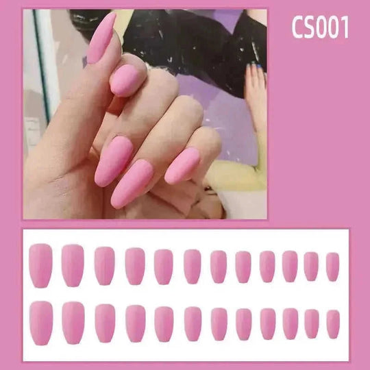 frosted gel nails | waterproof press on nails | ballet coffin nails | energy saving