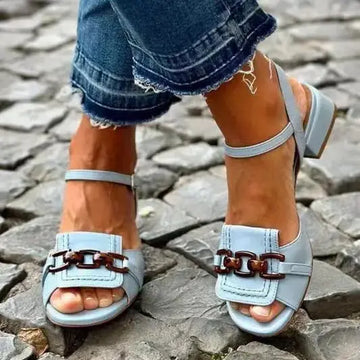 Casual Mid Heel Square Heel Large Size Buckle Open Toe Sandals Meifu Market