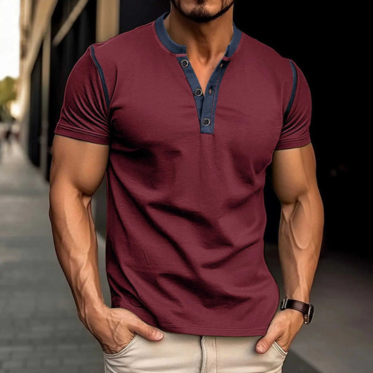 Fashion Short-sleeved Polo Shirt Summer Button V-neck T-shirt Tops Mens Clothing Dark Grey - complete package contents