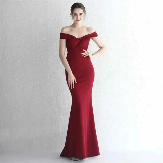 off-shoulder maxi dress | stretchy jersey fabric | midi length dress | ultrasonic cleaning