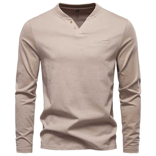 Mens V Neck Slim Fit Base Layer Shirt Khaki - scale comparison view