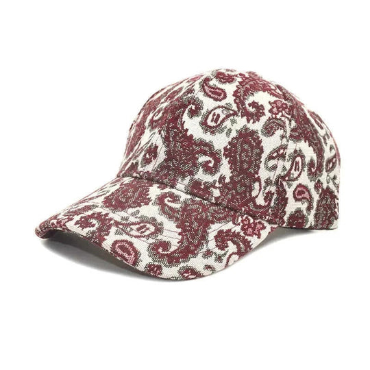 paisley pattern baseball cap | lightweight cotton blend cap | adjustable snapback closure | energy saving