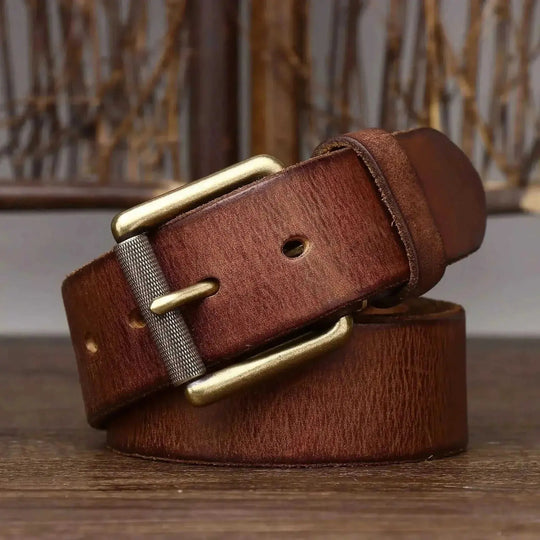 handmade full-grain cowhide belt | 4cm wide leather belt for men | heavy-duty thick leather belt | ultrasonic cleaning