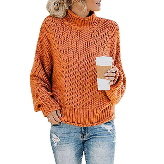 Solid Turtleneck Pullover Sweater Winter Fashion Casual Knitted Long-Sleeved Top Women's Clothing Meifu Market