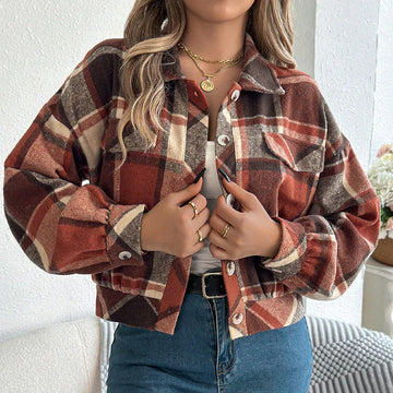 Womens Button Down Shirts Jacket Long Sleeve Plaid Shackets Business Casual Blouse Top Meifu Market