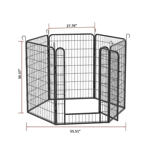 6 Panels Heavy Duty Metal Playpen With Door 39.37 H Dog Fence Pet Exercise Pen For Outdoor, Indoor - view 7 (pattern: check)