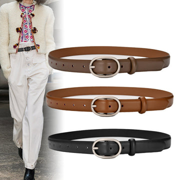 Women's Winter Jeans Strap Pant Belt Decoration Thin Belt Cowhide Black South Korea Simple meifu market