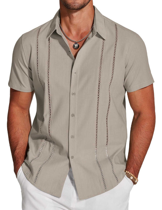 Men's Hawaiian Print Short Sleeve Lapel Shirt - Meifu Market