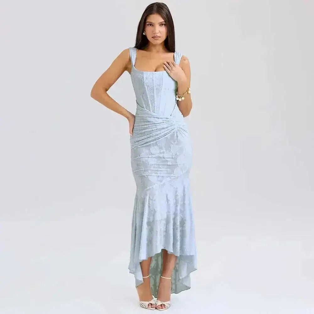 off-shoulder backless dress | ruched bodycon dress | strapless evening gown | energy saving