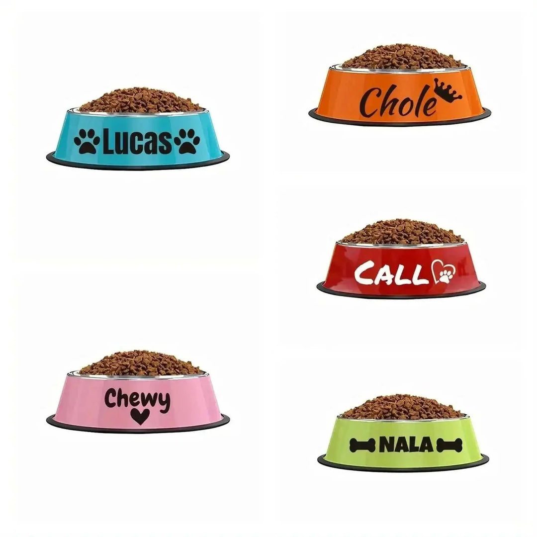 Customizable Stainless Steel Dog Bowl, Non-Slip Pet Food and Water Bowl with Personalized Name for Dogs Red-crown - availa...