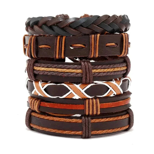 genuine leather bracelet | adjustable woven bracelet | multi-layer charm bracelet | energy saving