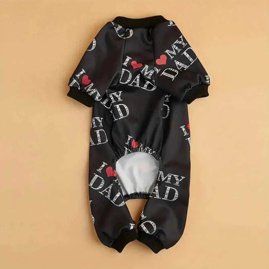I Love My Mom" Print Pet Shirt for Dogs & Cats - Lightweight Summer Apparel, White with Black Lettering & Red Hearts, Soft...