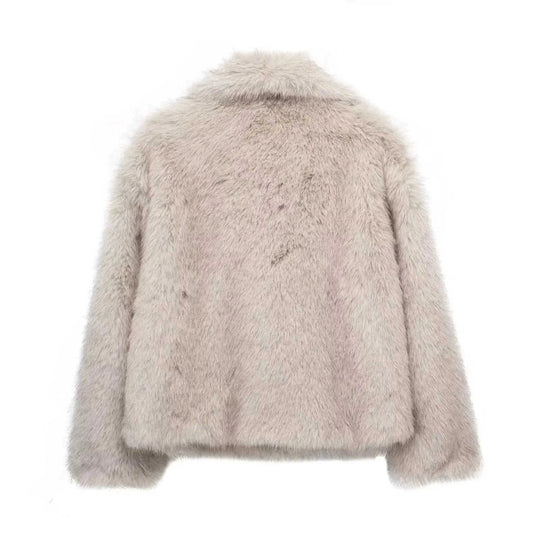 plush sherpa coat for women | long winter coat with lapel | thickened warm jacket | energy saving