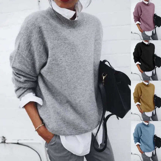 Fashion Long Sleeve Pullover Sweater Fall And Winter Fashion Solid Color Knitted Tops For Women Clothing Meifu Market
