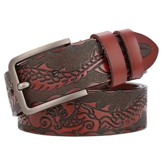 genuine leather belt for men | full grain cattlehide leather | heavy duty brass buckle | energy saving