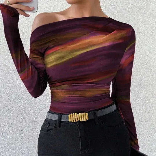 Print Long Sleeve T-Shirt Graphic Tees Women Tops Meifu Market
