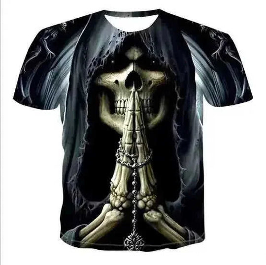 d printed skull t-shirt | premium cotton blend fabric | oversized graphic tee | ultrasonic cleaning