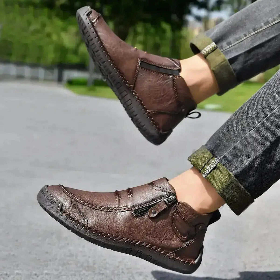 Men's Flats Ankle Boots Fashion Casual Side-zipper Boot Temperament Commuter Shoes Meifu Market