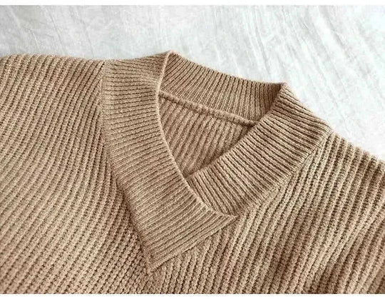 oversized wool blend sweater | v-neck cable knit pullover | long sleeve winter sweater | energy saving