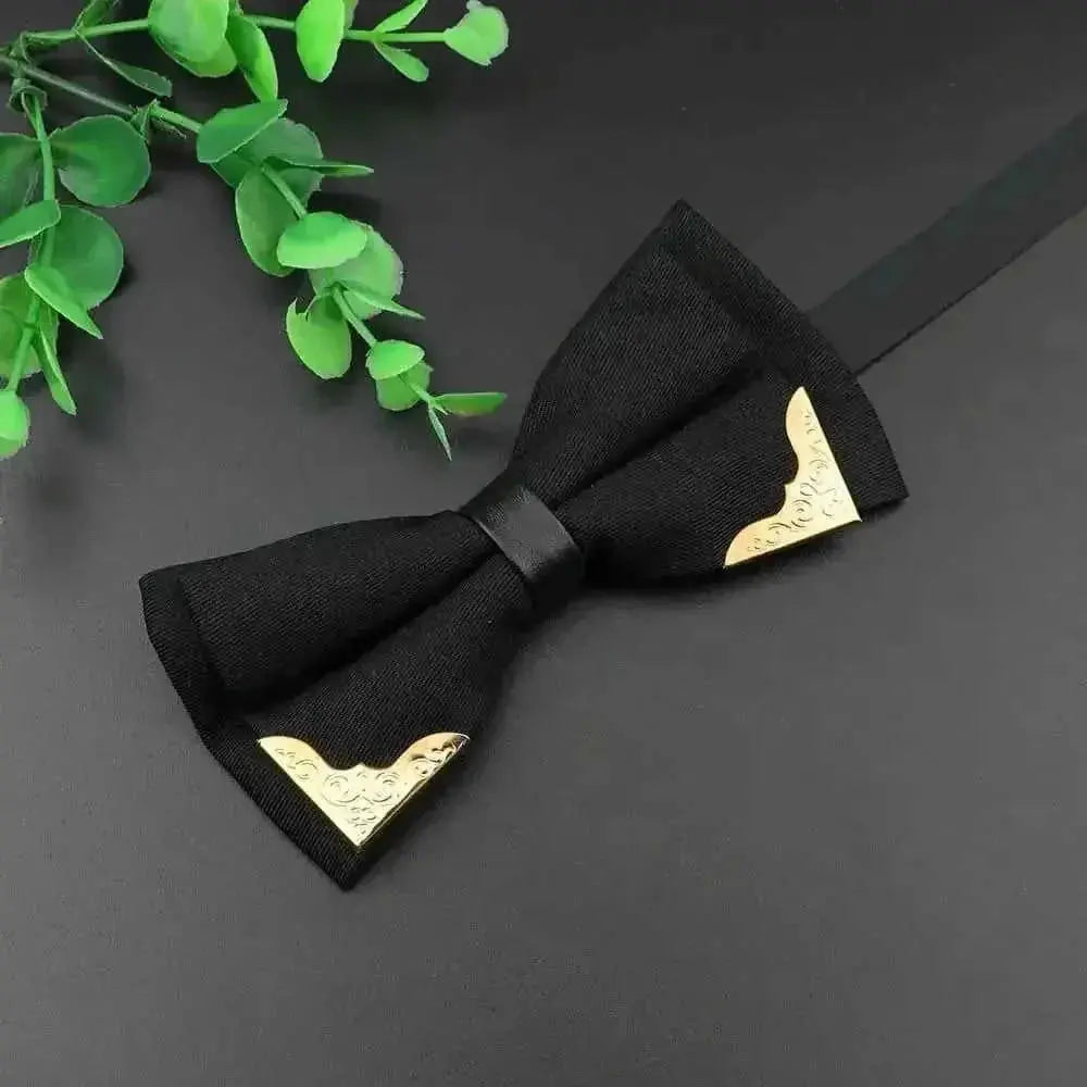 metal bow tie for men | double layer polyester bowtie | classic butterfly neckwear | energy saving