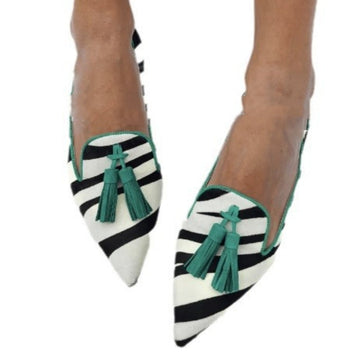 Women's Low-cut Slip-on Casual Pointed Zebra Stripes Pumps Meifu Market