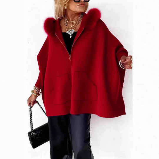 Ins Plush Hooded Cardigan Fashion Warm Pockets Zip-up Knitted Jacket Casual Outerwear Batwing Sleeve Sweater Women's Cloth...