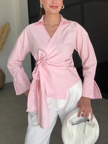 asymmetric strap top | premium cotton blend | versatile work blouse | ultrasonic cleaning