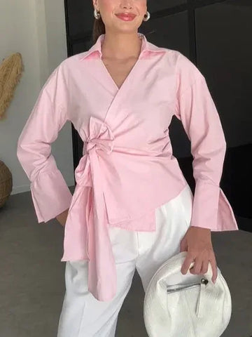 asymmetric strap top | premium cotton blend | versatile work blouse | ultrasonic cleaning