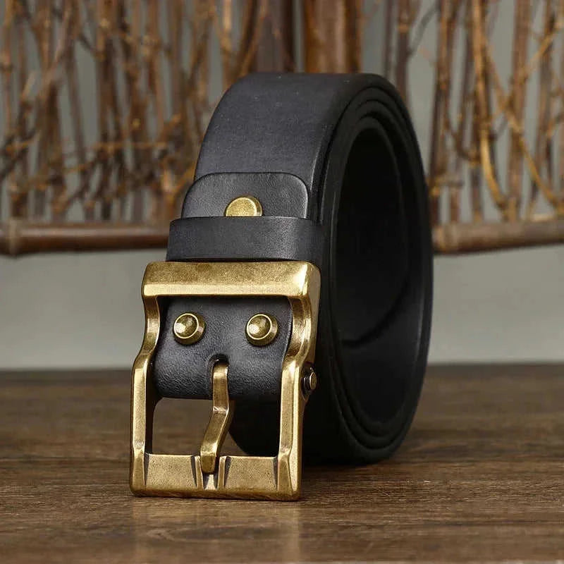 top-grain leather belt | brass buckle belt | vintage style belt | energy saving