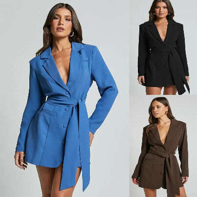 Women's Lace Up Long Sleeve Coat Slim Fit Mid-Length Jacket Meifu Market