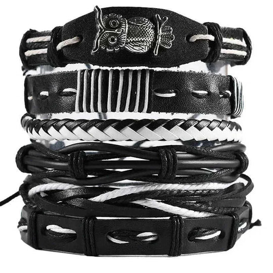 genuine leather bracelet | adjustable woven bracelet | multi-layer charm bracelet | energy saving