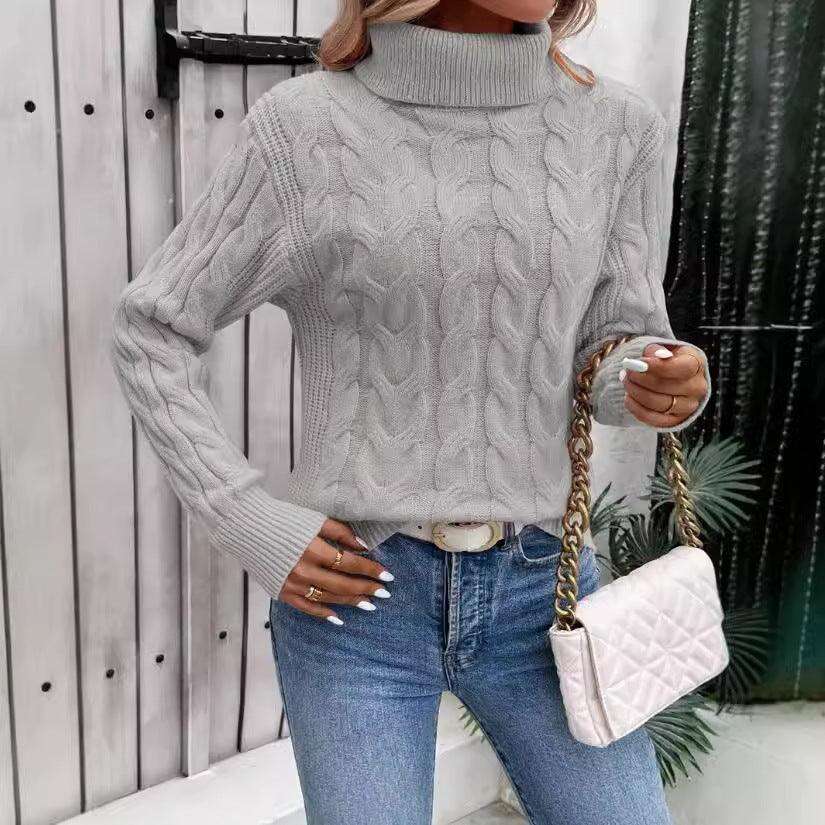 Women's Cable-knit Turtleneck Sweater Meifu Market