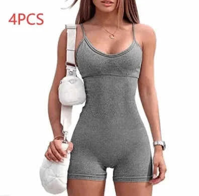 high-waisted yoga romper | moisture-wicking sportswear | seamless workout jumpsuit | energy saving