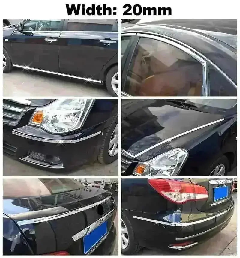 6M Chrome Car Styling Moulding Strip - Door Window Mirror Body Decorat - side view (pattern: check)