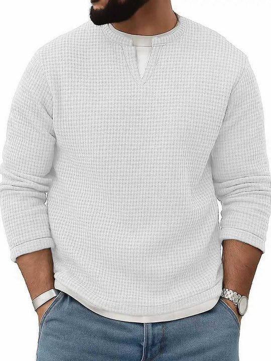 Mens FallWinter Two-Piece Crew-Neck Long-Sleeve Top M - scale comparison view