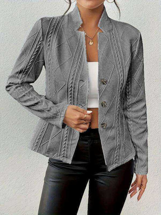 Women's Blazer Jacket Suit Coat Single-breasted Stand Collar Tops Slim Outerwear Temperament Office Jacket Meifu Market