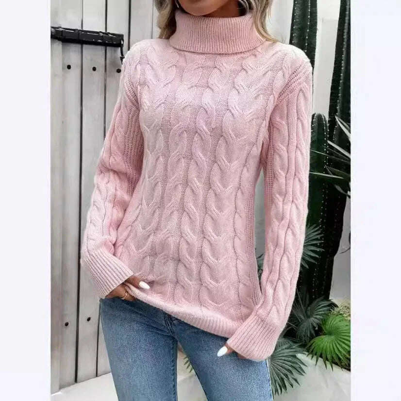 Women's Cable-knit Turtleneck Sweater Meifu Market