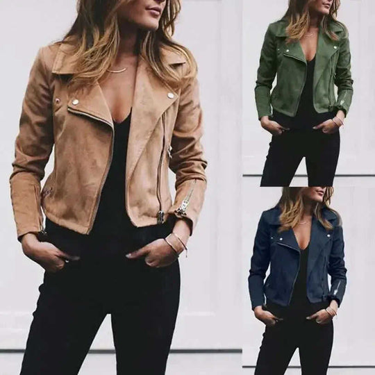 Lapel And Diagonal Zipper Short Women's Clothing Meifu Market