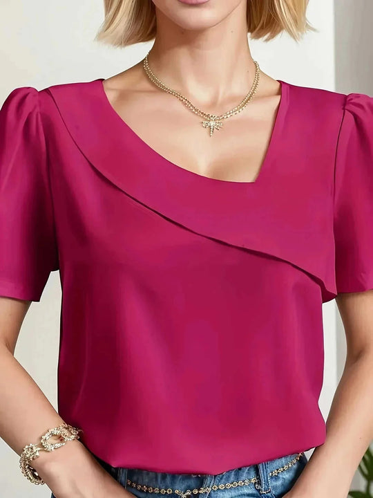 plus size blouse | loose fit shirt women | elegant short sleeve blouse | energy saving
